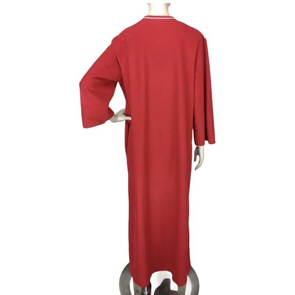 Vintage 70's Kayser MOD Burgundy Burst Quarter Zip House Robe Size Large - Picture 5 of 10